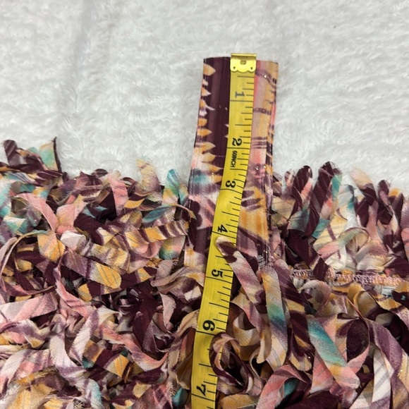 Brown and Orange Ruched Bell Sleeve Blouse - Picture 9 of 9